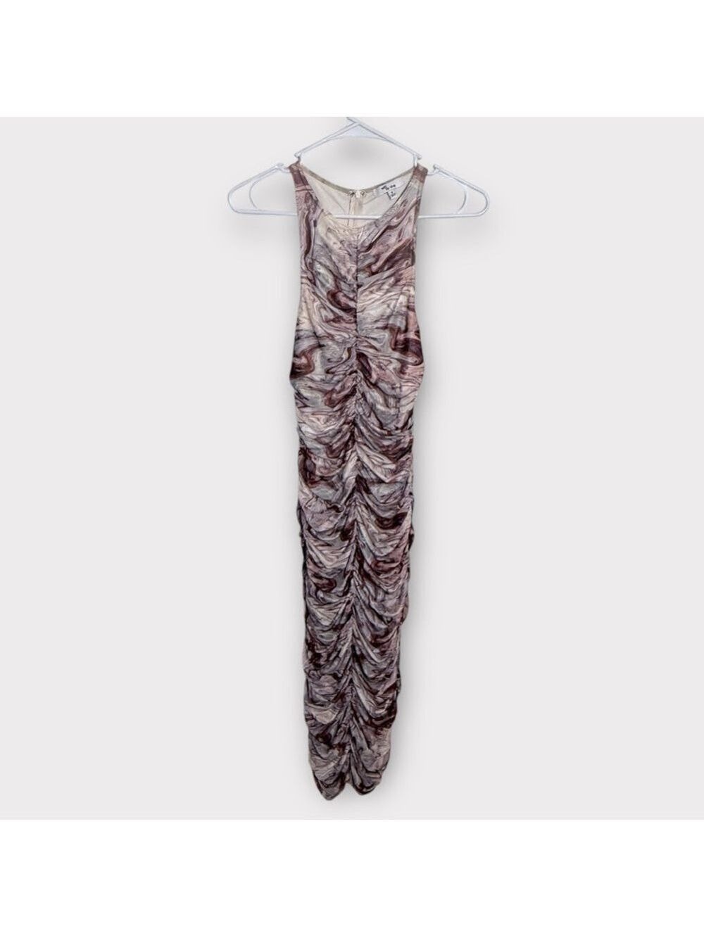 Edit by Nine Marbled Ruched Bodycon Midi Dress Small Racerback